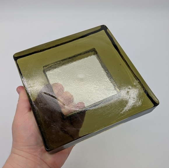 Vintage Blenko green square minimalist glass ashtray - Picture 6 of 8